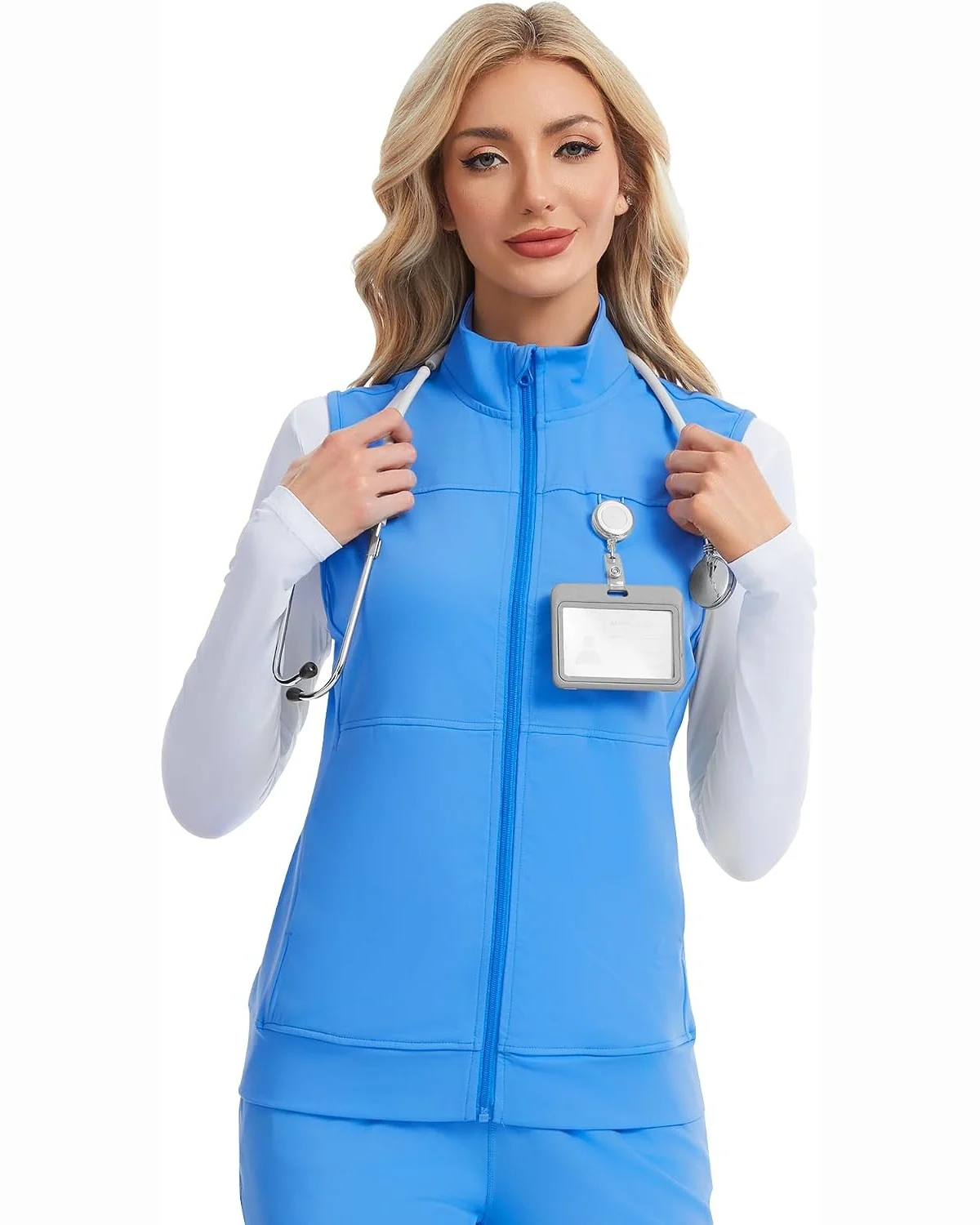 Scrub Vest in Ceil Blue, KECOLS