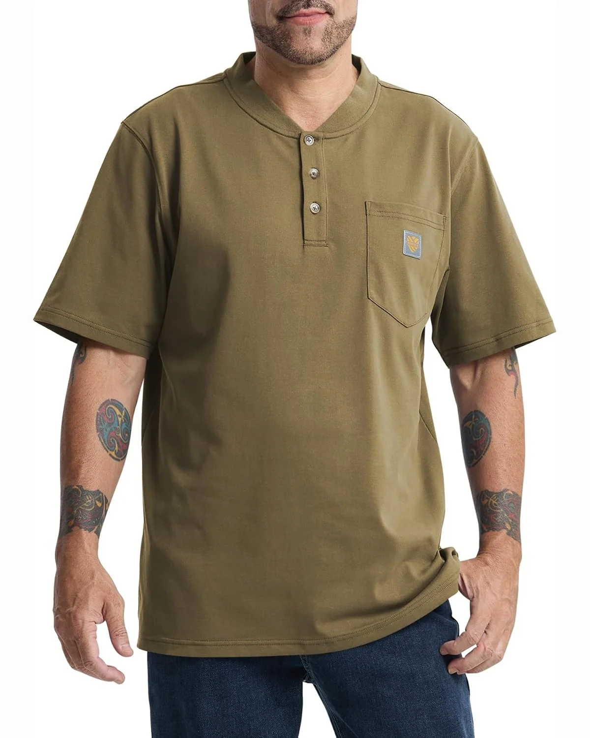 Pocket Henley, Loose Fit in Desert Sand, KECOLS