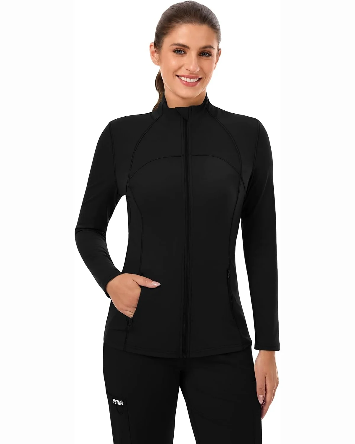 Lightweight Scrub Jacket in Black, KECOLS