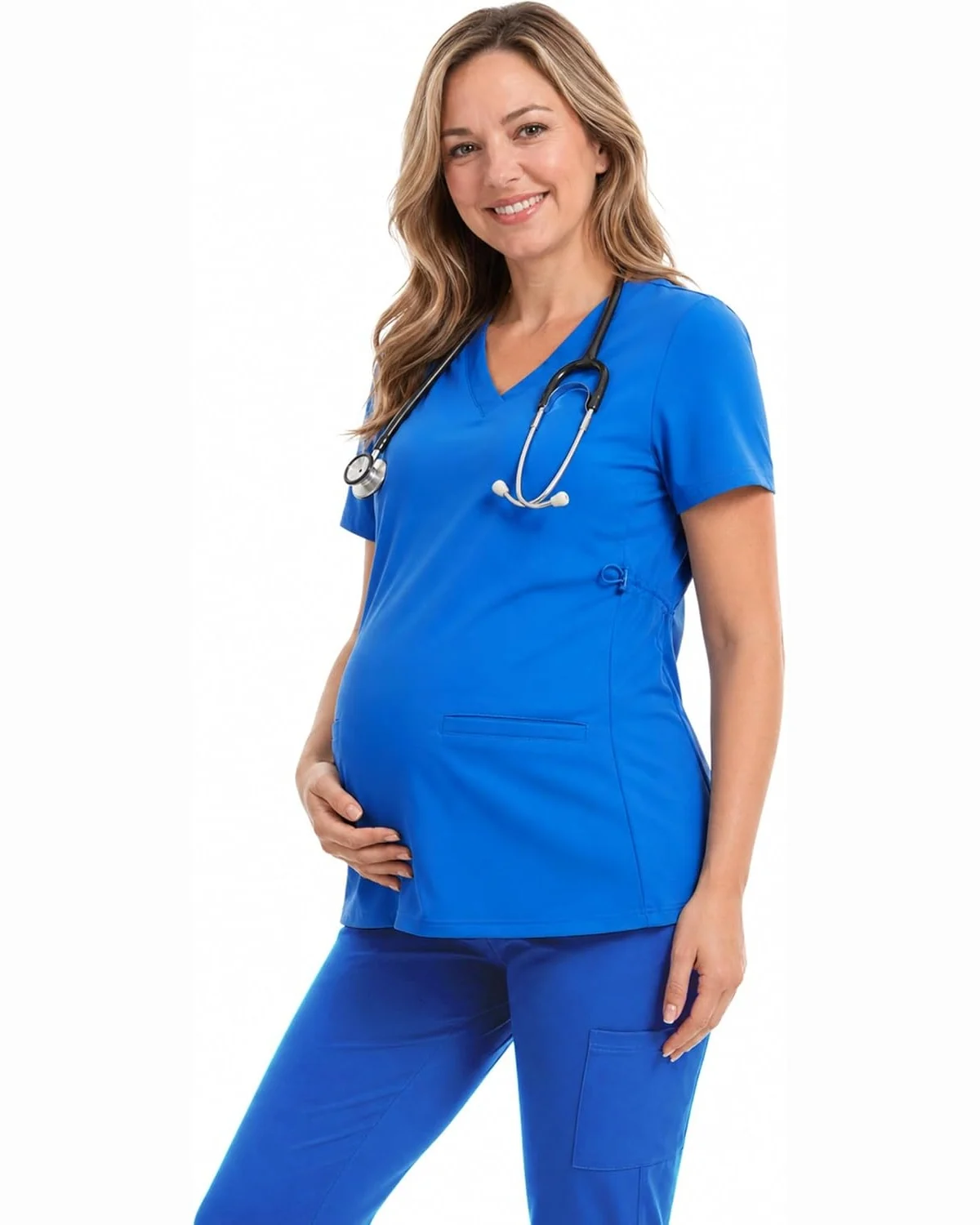 Maternity Scrub Top in Royal Blue, KECOLS
