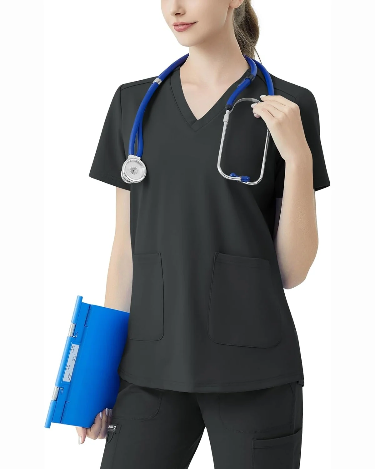Classic Fit Scrub Top in Gray, KECOLS