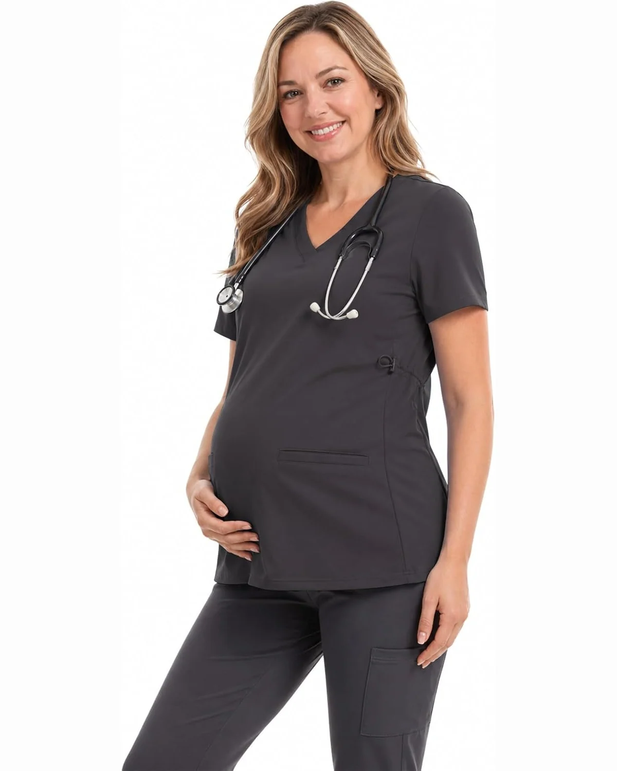Maternity Scrub Top in Grey, KECOLS
