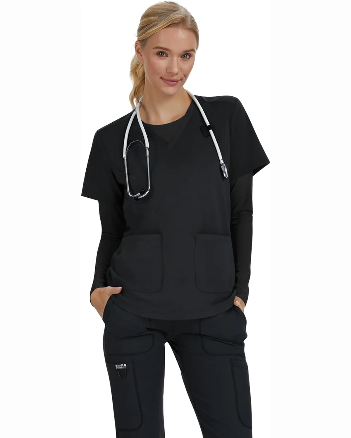 Long-Sleeve Underscrub in Black, KECOLS