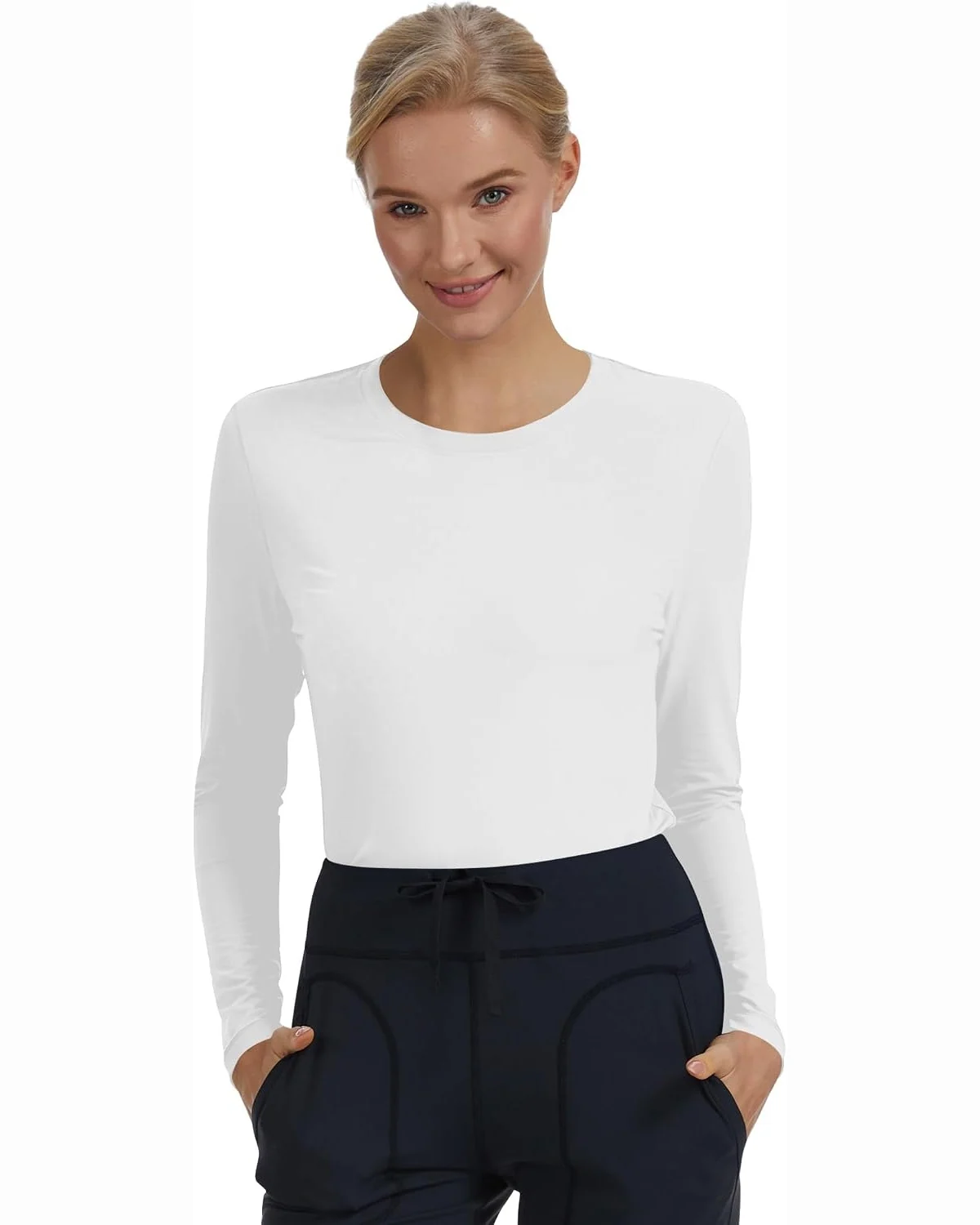 Long-Sleeve Underscrub in White, KECOLS