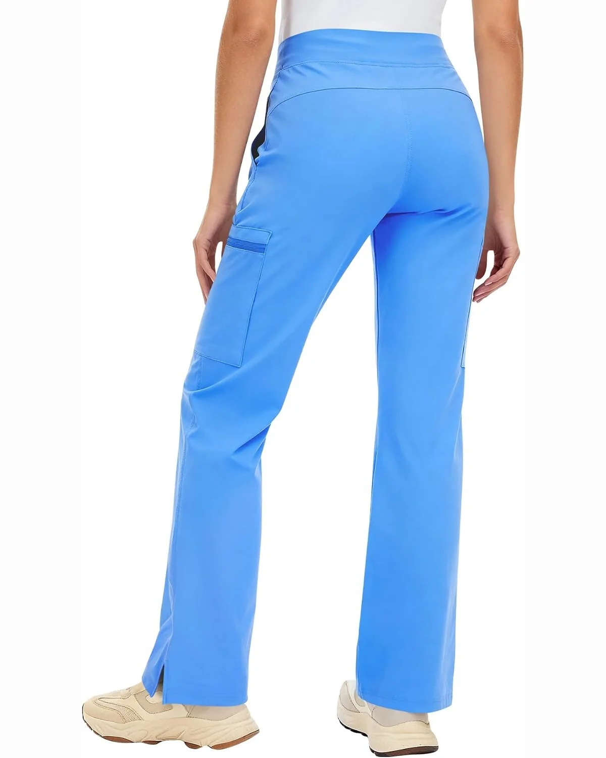 High-Rise Cargo Scrub Pants in Ceil Blue, KECOLS