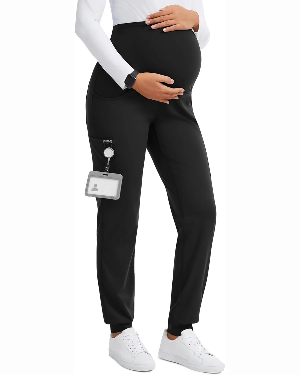 Maternity Scrub Joggers in Black, KECOLS